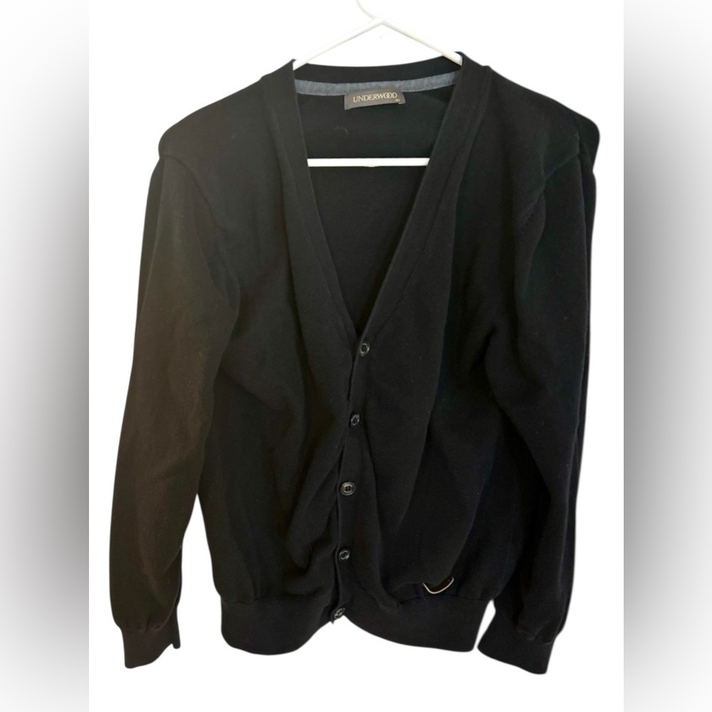Underwood Black Button Front Cardigan Sweater Unisex Womens Medium Vintage Style - Picture 1 of 5